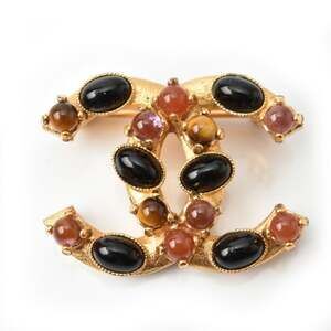 Chanel Cc Logo Brooch Gold-Tone Metal #207294C93B